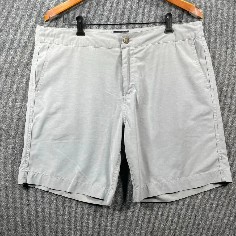 Faherty All Day Shorts Men's 36 Gray Zip Pockets Drawstring Casual Outdoors